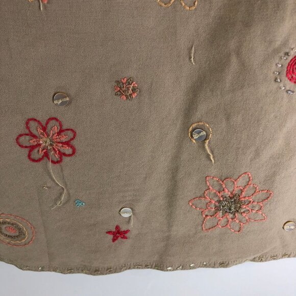 J. Jill Womens Floral Embroidered Khaki Skirt A Line Pockets Size 6P - Picture 4 of 6